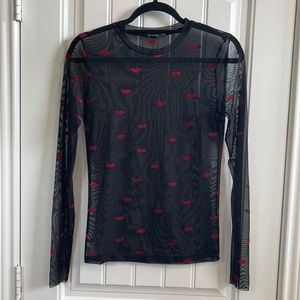 Long Sleeve Mesh Top with 👄